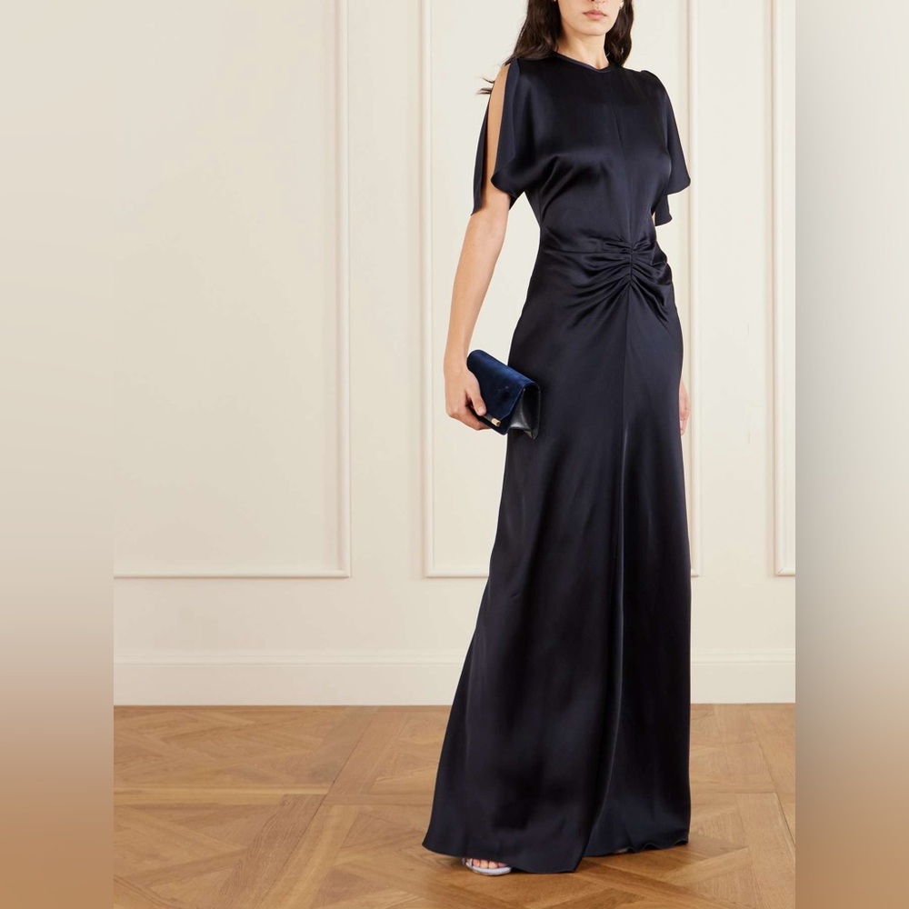 VICTORIA BECKHAM ruched satin maxi dress
